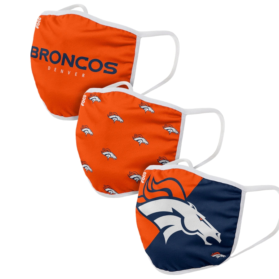  Denver Broncos Adult Face Covering 3-PackDust mask with filter